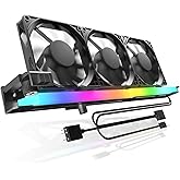 AsiaHorse PC Fan for GPU,80mm PWM Computer Graphics Card Fan with Graphics Card Support, ARGB GPU Fan Up to 3000RPM,GPU Coole