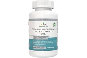 SUPPLEMENT TREE Calcium Magnesium Zinc and Vitamin D Plus Vitamin K2 MK-7 Supplement - 180 Vegan Tablets - High Strength Calcium Tablets Complex with Vitamin K2 Copper Manganese Selenium & Boron - UK Made