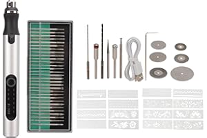 CRYFOKT Bezprzewodowy Długopis do Grawerowania, Elektryczny Długopis Grawerujący USB Przenośny Zestaw Narzędzi do Grawerowania Diy z 3 Poziomami Mini Narzędzia do Rzeźbienia w Biżuterii(Srebro)