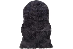 Knutzen Wohnen Arvid Deluxe Kunstfell Teppich 55 x 80 cm Anthrazit - Kunstfell Stuhlauflage - Fellteppich - Lammfell Schafsfell Imitation - Dekoratives Element für jeden Wohnraum