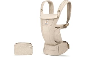 Ergobaby Omni Dream Babytrage für Neugeborene ab Geburt bis 20kg, 4 Positionen SoftTouch Cotton Ergonomische Babybauchtrage Rückentrage Baby-Tragetasche, Natural Dots