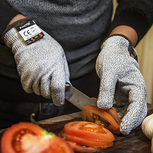 [Schnittschutzhandschuhe] FREETOO Hochleistung Schnittschutz Handschuhe Leicht 5 Handschutz Ebene, lebensmittelecht schnittfeste Handschuhe M - 4