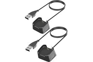 YAEKEA Compatible for Fitbit Versa 2 Charger Replacement USB Charging Cable Dock Stand with 3.3ft for Fitbit Versa 2 Health and Fitness Smartwatch-2 Pack