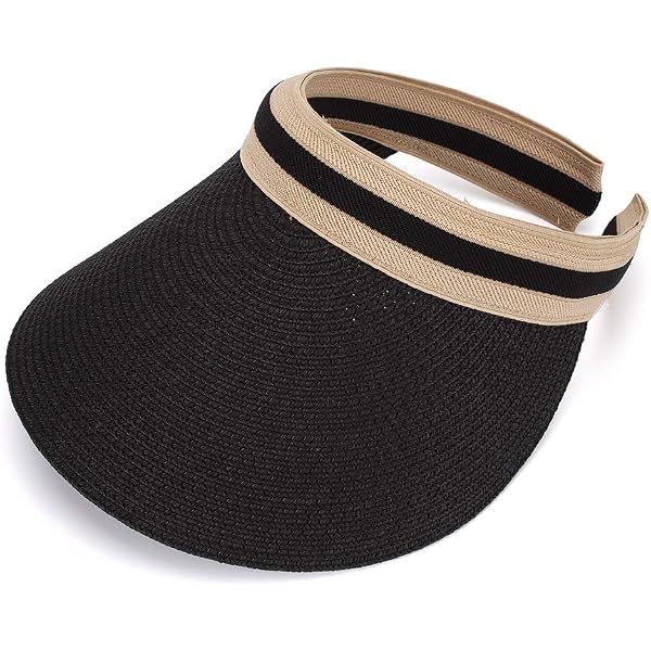 Visière Casquette UV Femme Pliable Classic - Chapeau De Plage à Large Bord Pour Protection Solaire, Golf, Course à Pied - Noir Kiuiom
