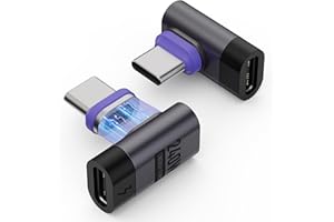 MOSHOU Adattatore magnetico USB C da 240 W, 2 pezzi, Type-C a Type-C 240 W, Ricarica Rapida, con PD3.1, dimensioni ridotte,Adatto per cellulare, tablet, laptop, console di gioco, ecc. (forma di L *2)