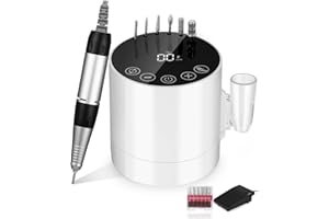 jutyum Nagelfräser für Gelnägel, 35000 U/Min, Elektrische Nagelfeile mit Lcd-Display, Fräser für Gelnägel, Elektrische Nagelfeilen für Gelnägel, Nagelfeile Elektrisch mit Fußpedal, 6 Tlg