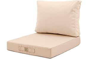 deco arts Coussins pour Salon de Jardin Déhoussable - Coussins extérieur - 50x50 cm - Coussin de Remplacement pour Fauteuil, Banc & Chaise d'extérieur - Imperméable & Confortable - Beige