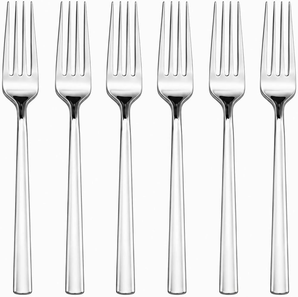 Kabakoz Yemek Çatalı, 6'lı Paslanmaz Çelik Çatal Seti, Gümüş Metal 20 cm, 6 Adet