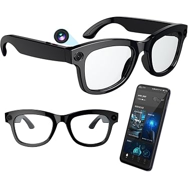 Lunettes Connectées IA Avec Caméra 8MP - Photos 32MP, Vidéo 4K Stabilisée - Traduction Temps Réel, Reconnaissance - Audio Bluetooth