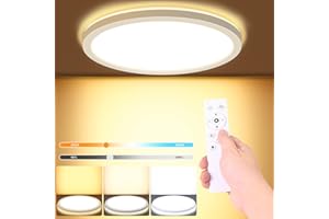 LEZOE LED Deckenleuchte Dimmbar mit Fernbedienung, 18W 1800lm Deckenlampe led Dimmbar 3000-6500K, Flach LED Panel Für Badezimmer Schlafzimmer Wohnzimmer Küche Keller Diele Balkon Ø220*H25mm