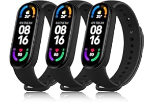 Mugust 3 Pack Correa Compatible con Xiaomi Mi Band 5 / Xiaomi Mi Band 6 / Amazfit Band 5, Pulseras de Repuesto de TPU Clásica (Negro+Negro+Negro)