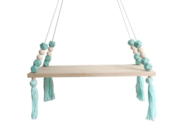 Anawakia Étagère Murale Nordique avec Cordes flottantes Étagère Murale Suspendu pour Décoration de Maison ou Enfants Bébé Chambre Mur Cadre (Vert)