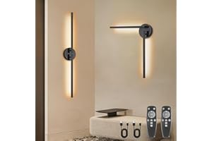 Kimjo 6600mAh Rechargeable Wall Lights, Dimmable Wall Lamp Wireless, 300° Rotation Modern Wall Sconces with Timer Function, USB Wall Mounted Bedside Lights with Remote Control, 2 Packs