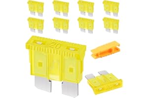 Kfz Sicherungen 10 Stk, JatilEr Autosicherungen 20A Standart, Flachsicherungen Kfz, Stecksicherung mit 1 Sicherungszieher für Auto/RV/LKW/Motorrad/Boot