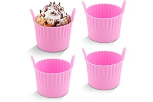 AEROGLO Ramekins for Air Fryer Large Muffin Cases for Air Fryer Air Fryer Egg Mould Silicone Large Muffin Cases Nonstick Egg Poacher Ramekins Baking Cups for Muffin Cupcakes Eggs Pudding(SIZE:4PCS)
