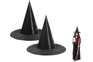 DERAYEE Chapeaux Sorcière Enfant Pliable，Chapeau de Sorcière Noir Chapeau d'Halloween Filles Garçons Accessoires Halloween