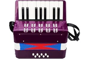 Btuty Acordeón de 17 teclas y 8 bajos Mini acordeón pequeño Instrumento musical educativo Regalo de cumpleaños para principiantes