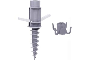 Sekey Support de Parasol pour Plage Sable ou Terre Pieds de Parasols, Pieds de Parasol de Plage à hélice à Visser dans Le Sable, Pied Parasol Sable (Gris)