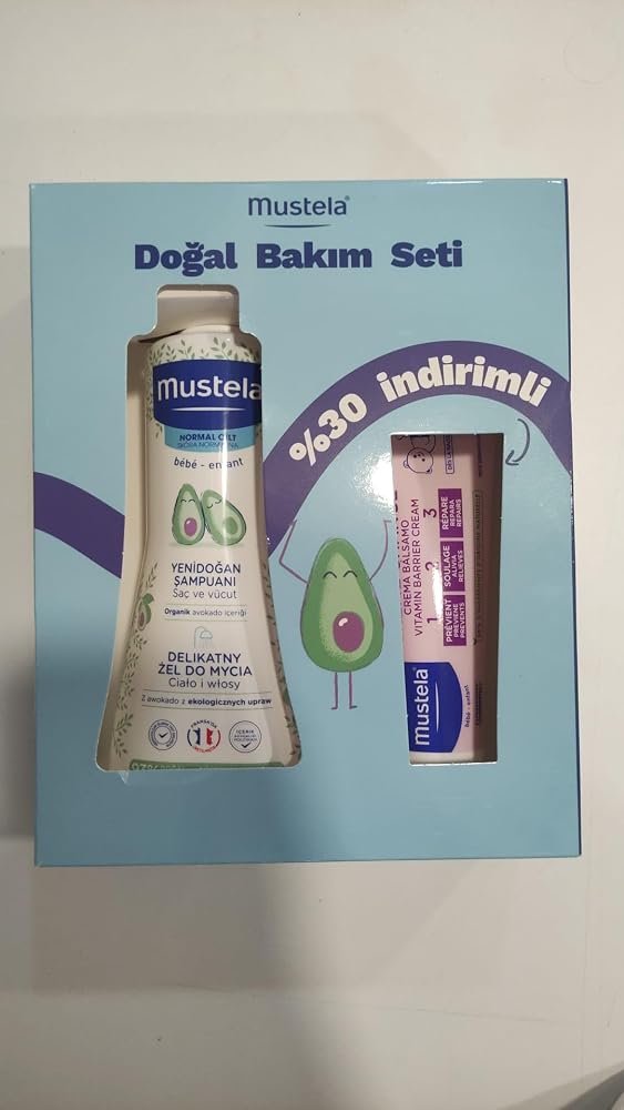 Mustela Yenidoğan Şampuanı (500 ml) + Vitamin Bariyer 1.2.3 Pişik Kremi (100 ml) avantajlı bakım seti