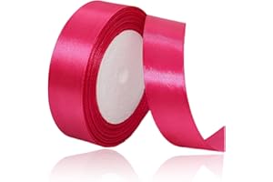 ALOHOVME Ruban Satin Rose Vif 20mm, 23 mètres Rubans de Tissu Couture Ruban Cadeau pour Décoration de Mariage, Emballage cadeau, Bouquet de fleurs, Artisanat DIY, Décoration gâteau d'anniversaire et Noël