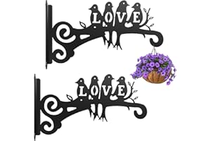 HUANUODA 2er-Set Metall Pflanzenhaken Blumenampelhalter, Eisen Wandhaken, Blumenampel Vogelhäuschen Wandhalter Haken zum Aufhängen von Pflanzer Vogelhäuschen Laterne Windspiele, Garten Balkon Deko (2, Schwarz)