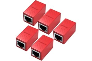 Yeung Qee RJ45 Coupler 5 Pack RJ45 Coupler Ethernet Extension, for Cat7/Cat6/Cat5e/Cat5 Ethernet Cable - Network Cable Coupler Female to Female (red)