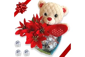 MY TEST Cesto Regalo San Valentino 2024 - Baci Perugina 100gr + Orsacchiotto Cuore Rosso+ Piantina Stella Artificiale - Confezione Regalo (Baci Perugina)