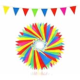 100 m Bunting Garland Multi-Coloured - XXL Fabric Garland in Colours for Party Decoration and Indoor and Outdoor Decoration