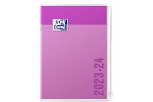Agenda Scolaire personnalisable OXFORD CREATION ZIP Sept 2023 - Sept 2024 Journalier Format 12x18cm Couverture PVC avec Fermeture ZIP Fond Mauve