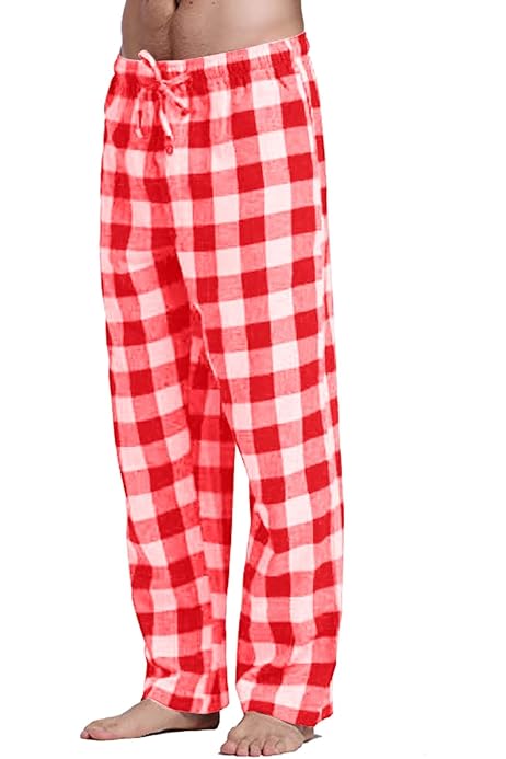 Pantalon De Pyjama Homme à Carreaux écossais – Coton Doux – Taille élastique – Coupe Décontractée – Pour Automne/hiver – Confort Maison Et Nuit