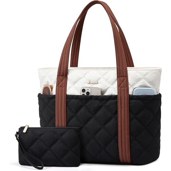 LOVEVOOK Laptoptas voor Dames 17 Inch, Grote Waterdichte Dameshandtas Laptoptassen Vrouwen Werktas, Draagtas Schooltas Schoudertas Zakelijke Aktetas Lerarentas Leren de Universiteit, Zwart