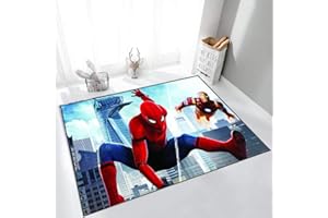 KIKCY Spiderman Teppich im europäischen und amerikanischen Stil Cartoon Cartoon Teppich Wohnzimmer Schlafzimmer Kinder Rutschfester Teppich-140 * 200 cm_TF-64