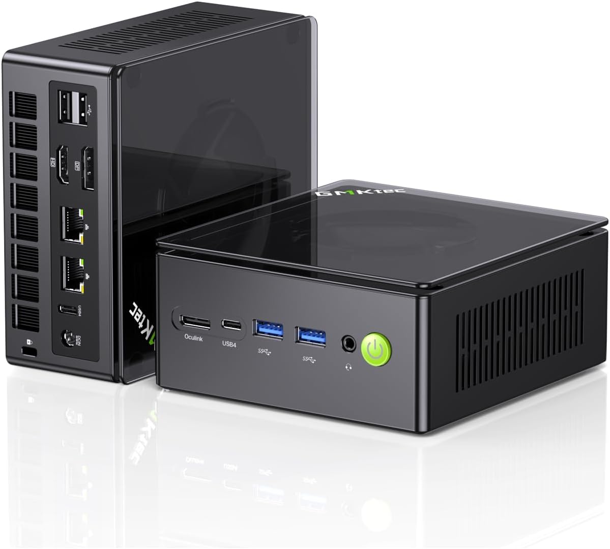 GMKtec AMD Ryzen 7 Mini Gaming PC 8845HS(8C/16T, up to 5.1GHz) K8 Plus 32GB DDR5 RAM 1TB PCIE NVME SSD, Desktop PC Oculink/Dual NIC 2.5G/WIFI 6/BT5.2/HDMI 2.1/USB4/USB3.2*2*+USB2.0*2.Mini Computer