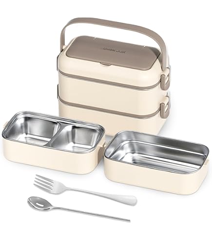 Yirochan Boîte à bento 1400 ml - Boîte à lunch 2 couches avec Yirochan Boîte à bento 1400 ml - Boîte à lunch 2 couches avec