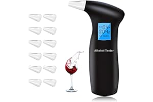 RUTIDA Breathalyser, Professional Breathalyzer with 12 Mouthpieces, Alcohol Tester for UK with Digital LCD Display, High Accuracy Portable BAC Test Device for Personal Home Use