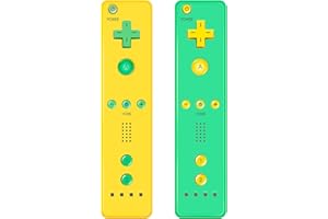 AUFGLO Wii Controller 2 Pack - Wii Remote with Silicone Case and Wrist Strap(Yellow + Green)