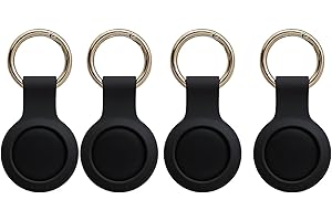 4 Pack Oscanna 2025 Smart GPS tracker Tag compatible with Apple Findmy IOS Only (4 Pack Black Tag +Silicone Keyring Case)