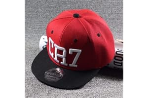 AJSJ Mode Kinder Fußballstar Ronaldo Cr7 Stickerei Kinder Baseball Cap Jungen Mädchen Sport Hiphop Caps Gorras, Rot