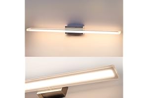 DILUMEN Lámpara Aplique para Espejo de Baño 60cm,1600lm,15w,Luz Espejo Baño LED, Acero Inoxidable, Luz Baño,Blanco Calido 3000k, 230v IP44 Impermeable