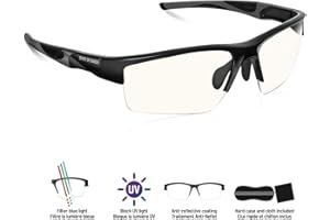 SPIRIT OF GAMER - Okulary do gier Pro RETINA - Wysoka ochrona ekranów - PC/konsoli/TV - Antyzmęczenie - filtr światła niebieskiego - obróbka antyrefleksyjna - Ochrona UV - W zestawie etui
