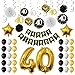 Produktbild TUPARKA 40. Geburtstagsfeier-Dekorationen, 40. Geburtstags-Ballone, Papierpom-Poms, hängende Strudel, Goldfolien-Ballone Glückliche 40. Geburtstags-Dekorationen für Männer und Frauen