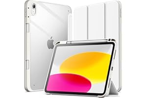 JETech Etui dla iPad (A16) 11./10.Generacja (2025/2022) z Pencil Uchwyt, Wyczyść Przezroczysty Tył Obudowa Slim Podstawkę Odporna na Wstrząsy Obudowa Tabletu Case (Biały)
