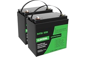 DATOUBOSS 2*Batteria al Litio 12V 50Ah LiFePO4, BMS 50A integrato, Celle Grade-A, 15000 cicli Profondi, Leggera e sicura, Ricaricabile per RV,Camper,Barca,Trolling Motor,Off-Grid,Sistema Solare