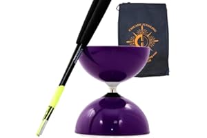 Juggle Dream and Cascade Juggling Purple Big Top - Jumbo Bearing Diabolos Set, Black Superglass Diablo Sticks, Diabolo string & Bag (Purple)