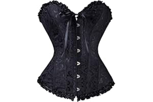Wesaloes Corsetto Donna Vintage Corsetti Top Gotico Corsetto Satin Bustino Modellante Elegante Bustino Corsetto Halloween Festa Corsetti Donna con Coulisse Push Up Corsetti