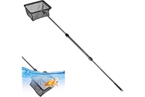 Pinsheng Red de Aterrizaje de Pesca, 105CM Acuario Red de Aterrizaje telescópica Plegable portátil, Redes de Pesca demango Largo para Captura y liberación de Peces (M)