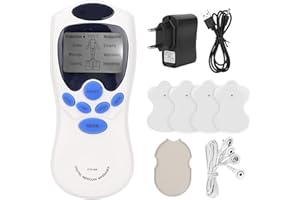 BRRNOO Tens Electroestimulador Digital, Electroestimulador Muscular De 5 Modos, Con Función Tens, Ems Y Masaje, Para Aliviar El Dolor Muscular Y Fortalecer Los Músculos, Con 4 Almohadillas De Electrodos