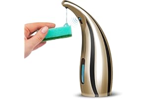 MAMIDDLE Automatyczny dozownik mydła z czujnikiem na podczerwień, elektryczny dozownik mydła do łazienki, kuchni, hotelu, restauracji, miejsca publicznego (300 ml, złoty)