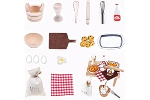 AKSXU Wichtel Zubehör,20 Stück Miniatur Wichtelzubehör Backset für Weihnachten Wichteltür Deko,DIY Weihnachten Wichtel küche Puppenhaus Zubehör,Weihnachtsbäckerei Set
