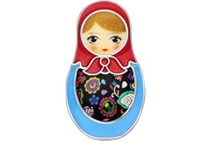 DOWAY Muñeca Broche Pin Rusia Solapa Bufanda para Mujeres Niñas Esmalte Étnica Matryoshka Regalo Bolsa Insignias Ropa Decoración Joyería